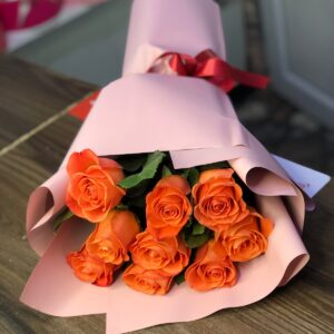 Букет из 9 Роз – Оранжевые